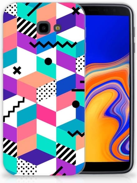 Samsung Galaxy J4 Plus (2018) TPU Hoesje Blokken Kleurrijk
