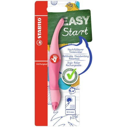 STABILO EASYoriginal - Ergonomische Rollerball - Rechtshandig - Blauwe Inkt - Navulbaar - Pastel Poeder Roze