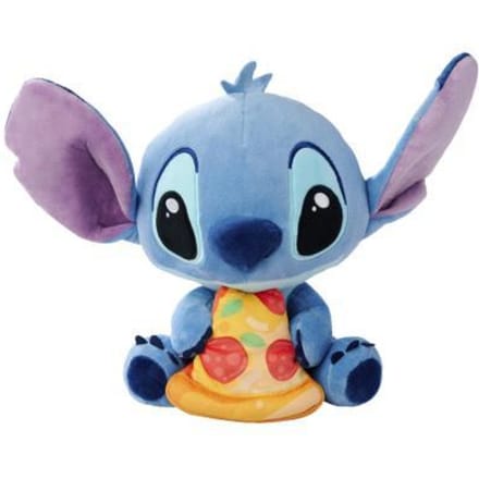 Simba Toys plush Disney Stitch met pizza - Pluche knuffel van 25cm