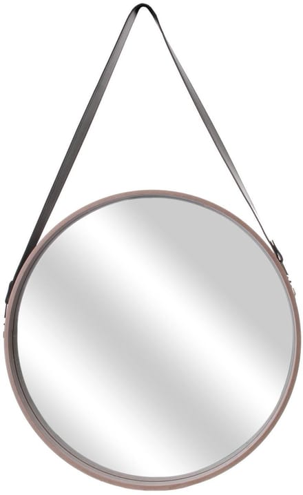 Home Deco Factory spiegel - rond - - hout - met leren handvat - D40 cm