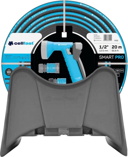 Cellfast Smart Pro ATS - Slang met houder 1/2" 20m - 4-lagige slang 1/2", pistoolspuit, 2 x snelkoppeling, universele aansluiting met binnendraad