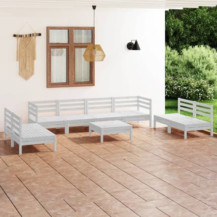 vidaXL - 9-delige - Loungeset - massief - grenenhout - wit