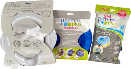 Potette Premium Reispotje - Kinderen - Biologisch Afbreekbare Wegwerpzakjes 30-Pack -Wit/Blauw