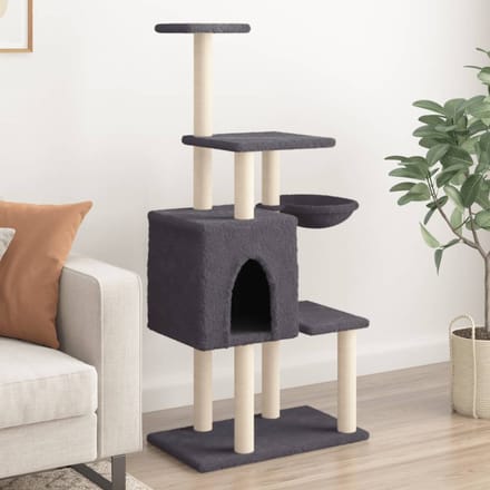 vidaXL Kattenmeubel met sisal krabpalen 131 cm donkergrijs