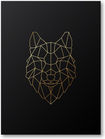 Minimalist Wolf - Goud - 30x40 Forex Staand - Dieren