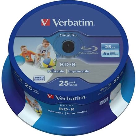 Verbatim 43811 Blu-ray BD-R SL disc 25 GB 25 stuk(s) Spindel Bedrukbaar, Antikras-coating