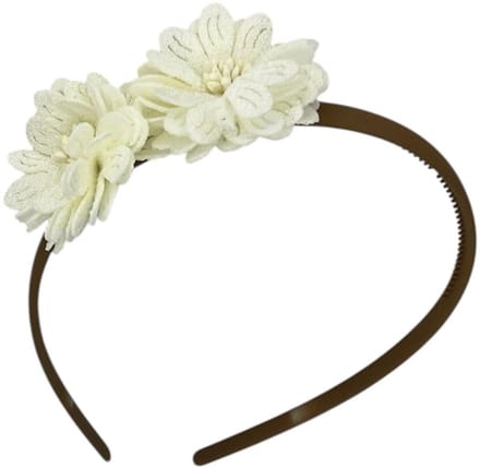Diadeem blossem - bloemen - flower - khaki kleur diadeem - crème
