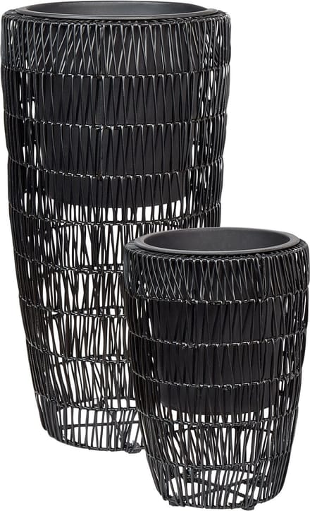 CHELONE - Bloempot set van 2 - Zwart - PE rotan