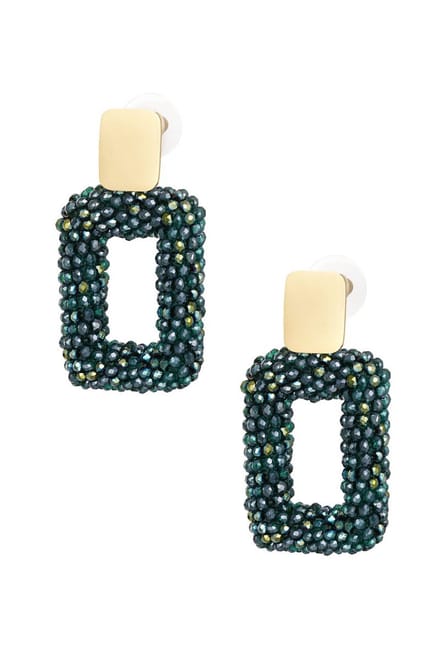 Oorbellen Crystal Rectangle - Crystal Beads - Feestdagen - Party - Groen