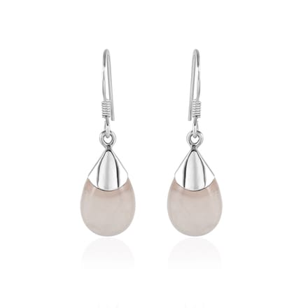 SilverGems Zilveren oorhangers met Rozenkwarts edelstenen