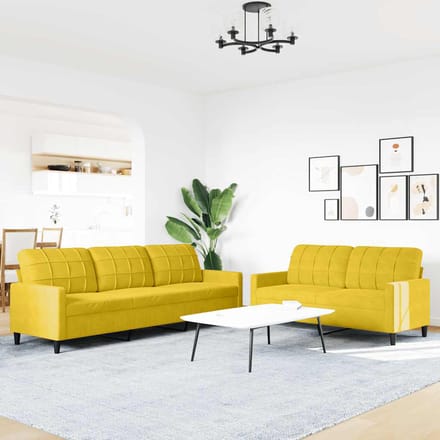 vidaXL - 2-delige - Loungeset - met - kussens - fluweel - geel
