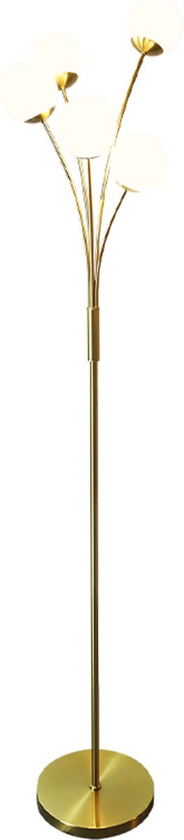 Olucia - STACY - Vloerlamp - Messing / Wit - Vorm: Rond