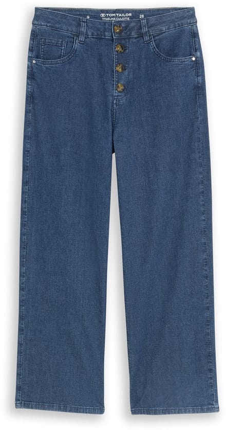 Tom Tailor - TTNELMA CULOTTE-jeans met knoopsluiting - Maat 29/28 - dark blue denim
