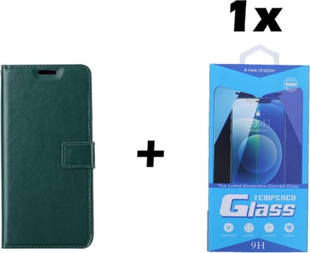 iPhone 7 Plus / 8 Plus Telefoonhoesje - Bookcase - Ruimte voor 3 pasjes - Kunstleer - met 1x Tempered Screenprotector - SAFRANT1 - Donkergroen