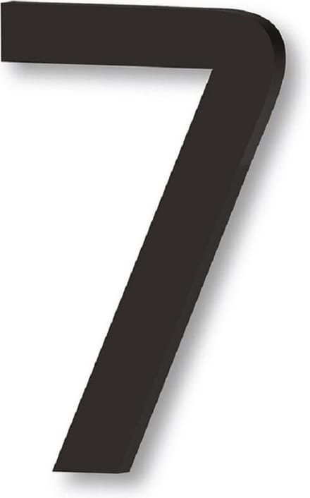 Zwart huisnummer 7 - huisnummer voordeur - 20cm hoog - type B-H