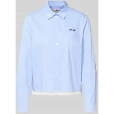 regular fit blouse met label-stitching en kant