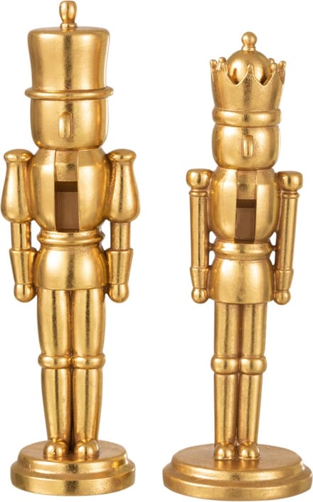 J-Line figuur Notenkraker - polyresin - goud - medium - 2 stuks