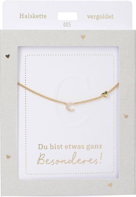 Depesche ketting goud met letter C en hartje - cadeau sieraden.