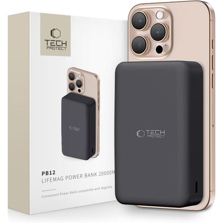 Tech-Protect Powerbank PB12 LifeMag MagSafe 20000MAH - black - 20000 mAh