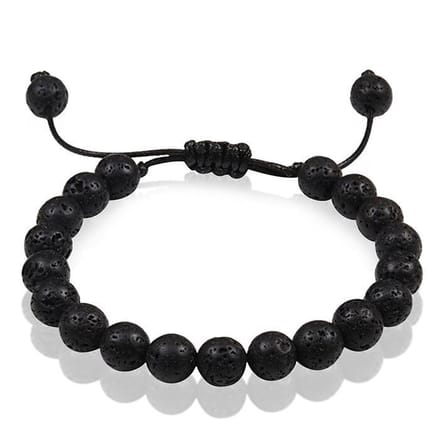 Verstelbare kralen armband Memphis Zwart Lavasteen 8mm