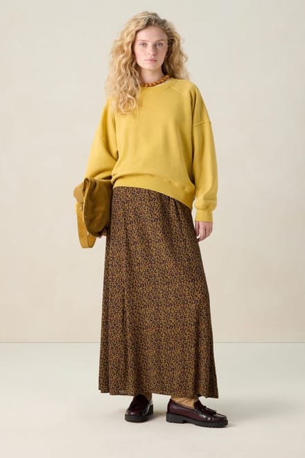 Sissy-Boy - Donkergroene maxi rok met leopard print