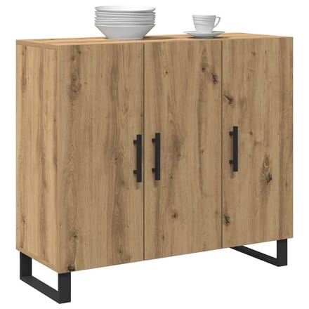 vidaXL - Dressoir - Artisan - Eiken - 90 - x - 34 - x - 80 - cm - Bewerkt - hout