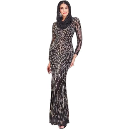 Strakke damesjurk Goddiva Modesty Geo Sequin