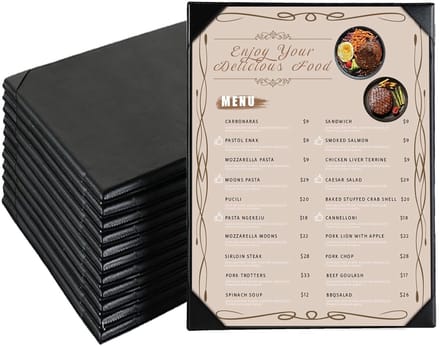 Menuhouders Restaurant - Menukaarten Horeca - Presenteren Drankkaart - Synthetisch Leer - A4 Formaat - Zwart