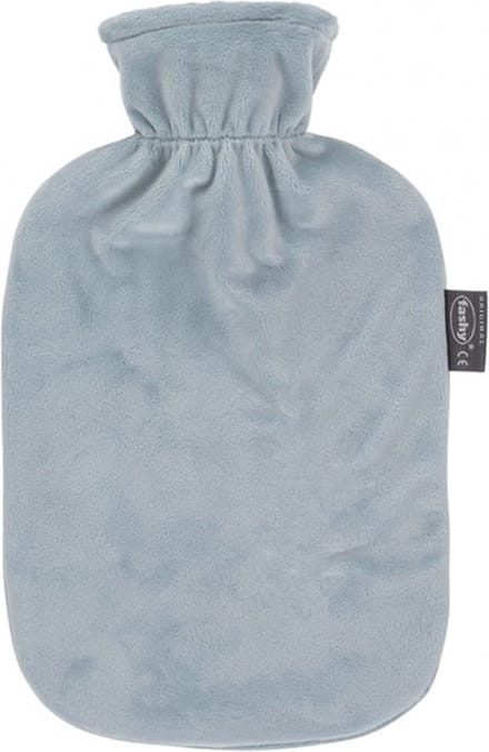 Fashy - Warmwaterkruik - Velours Effen Grijs Blauwe Hoes