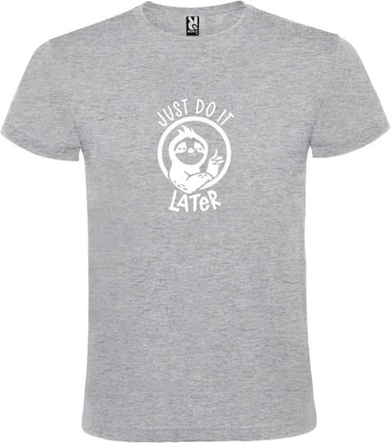 Grijs T shirt met print van " Just Do It Later " print Wit size M