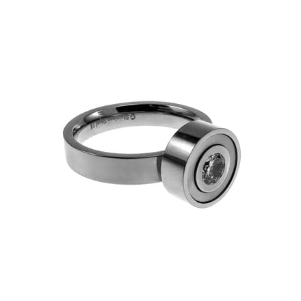 Ring met Parelmoer accent en Verwisselbare Zirkoniasteen, Ring Dames, RVS Gepolijst