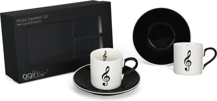 Espressokopjes, vioolsleutel wit (set van 2)
