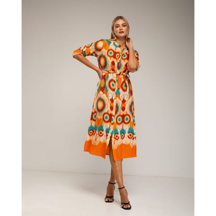 Midi shirtjurk met etnische print
