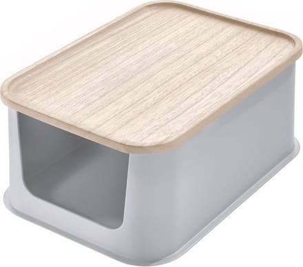 iDesign - Medium Opbergbox met Opening en Deksel - Gerecycled Kunststof - Grijs