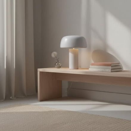 LUSENZ Voryn - Witte Tafellamp 40 cm - Dressoir lamp - Industrieel design - E27 fitting - Mat wit gecoat metaal - Met aan/uit-schakelaar