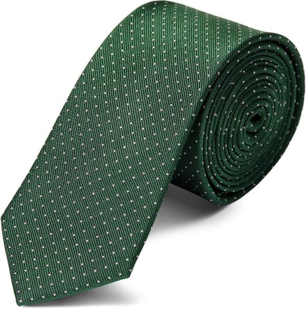 Groene 6 cm Brede Zijden Stropdas met Polkadotmotief