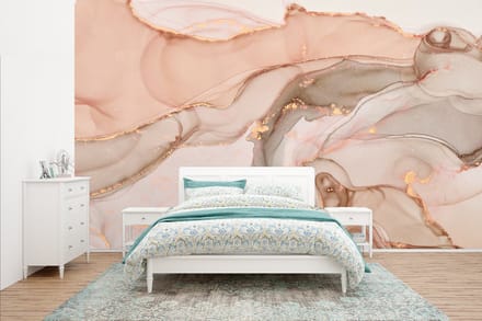 Behang - Fotobehang Marmer - Roze - Rosé - Breedte 435 cm x hoogte 260 cm