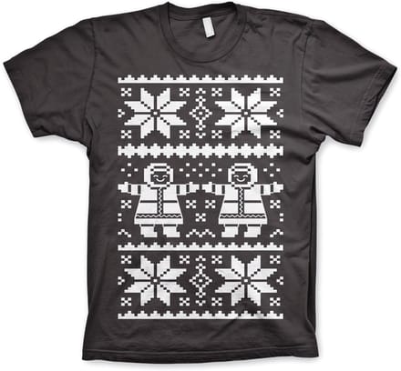 Heren Tshirt -M- Retro X-Mas Knit Pattern Grijs