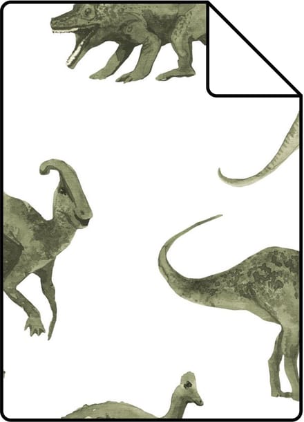 Proefstaal ESTAhome behang dinosaurussen donkergroen - 26.5 x 21 cm - 131200-S
