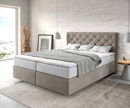 Boxspringbed Dream-Great Microvezel Beige 160x200 cm met TFK Matras en Visco Topper