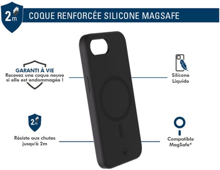 Force Case, Hoesje Geschikt voor Apple iPhone 16e Siliconen compatibel met MagSafe 2m recyclebaar, Zwart