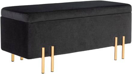 HOMCOM-Sitzbank mit Stauraum-Samt, Holz-100B x 40T x 42H cm-Schwarz