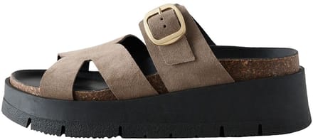 Next - Dames - Leren sandalen met gesp en bandjes - Crème