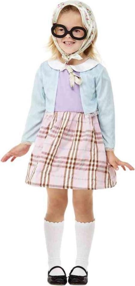 Smiffys - Toddler Old Lady Kinder Kostuum - Kids tm 4 jaar - Multicolours