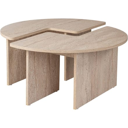 Table basse - MOIRA - Ronde - Effet marbre travertin - 90 x 90 x 41 cm