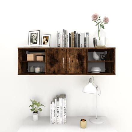 vidaXL - Wandschap - 102x30x29 - cm - bewerkt - hout - gerookt - eikenkleurig
