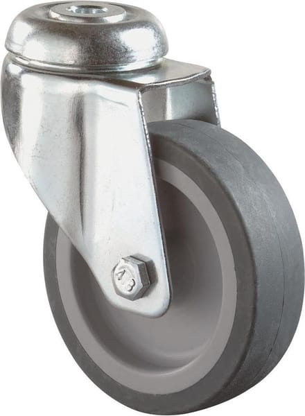 Zwenkwiel 75Mm Grijs Rubber