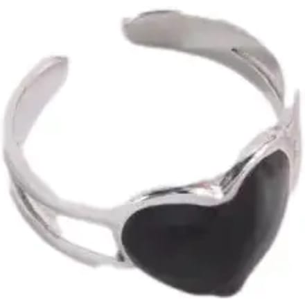 Zwarte Hart Ring Dames 24 Colours