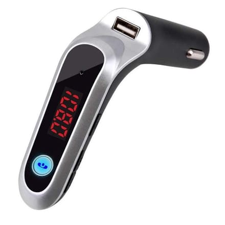 DrPhone FM7 - Bluetooth FM Transmitter – USB Poort/ Micro-SD & Aux 3.5mm - Carkit Autolader – Microfoon – Handsfree Bellen – Sigarettenplug - Zilver