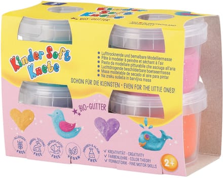 Feuchtmann - Zachte klei glitter - Set van 4 potjes - Vanaf 2 jaar